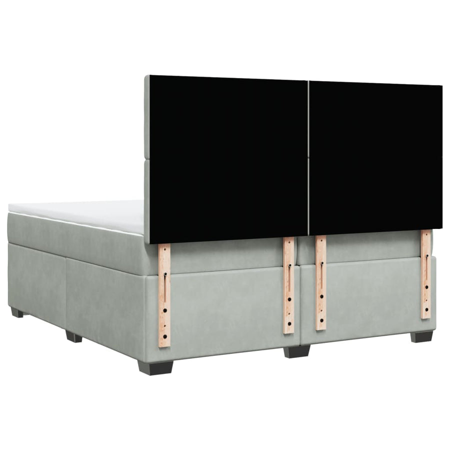Boxspring met matras fluweel lichtgrijs 200x200 cm