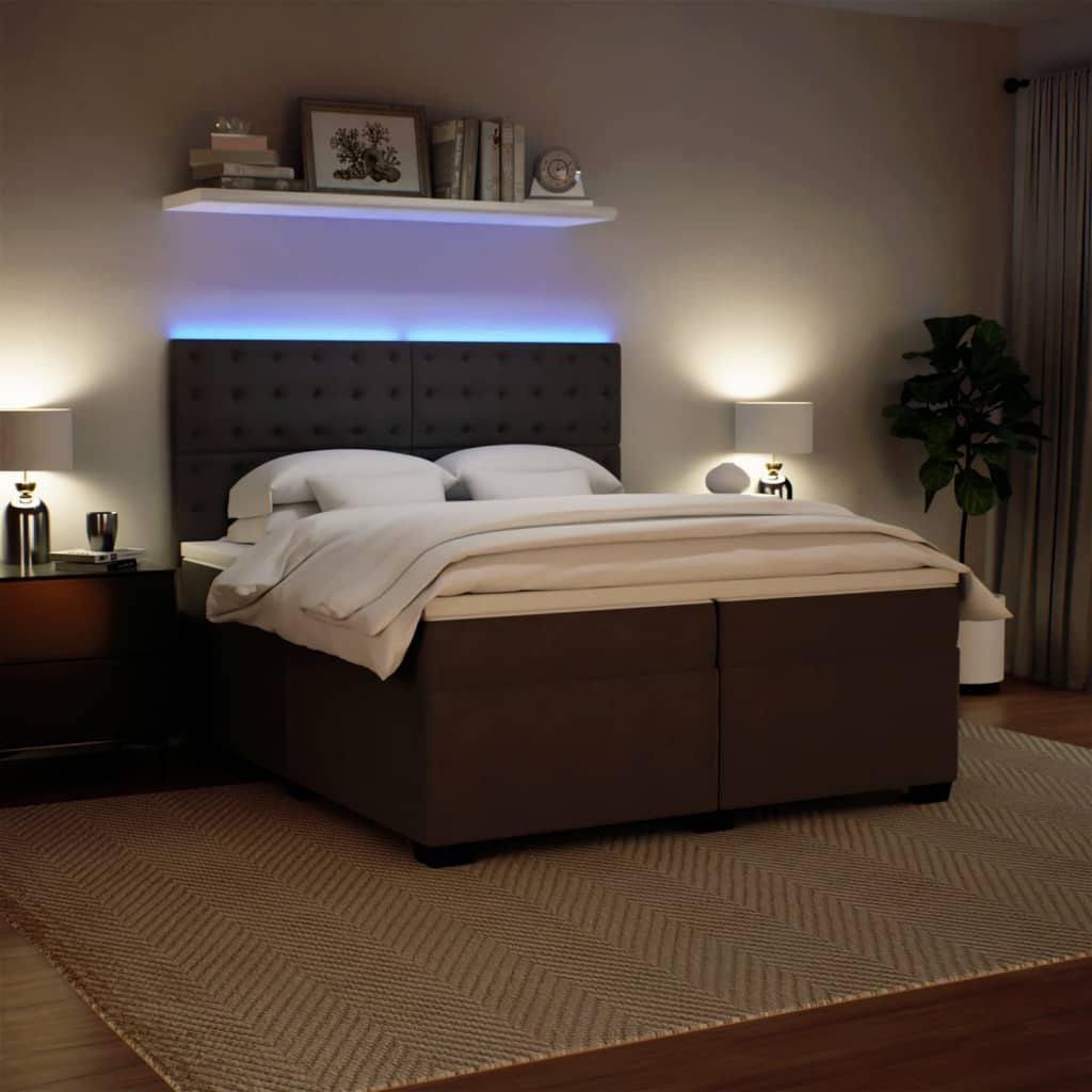 Boxspring met matras fluweel lichtgrijs 200x200 cm
