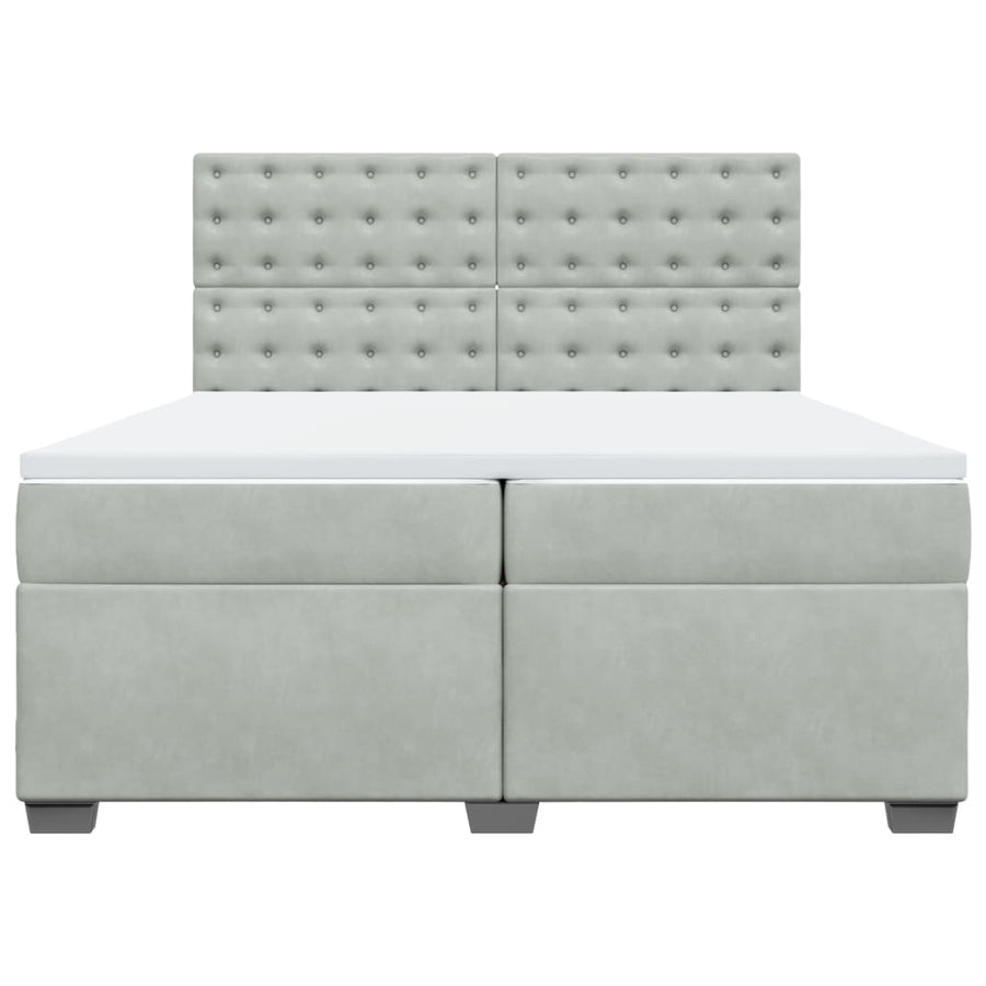 Boxspring met matras fluweel lichtgrijs 200x200 cm