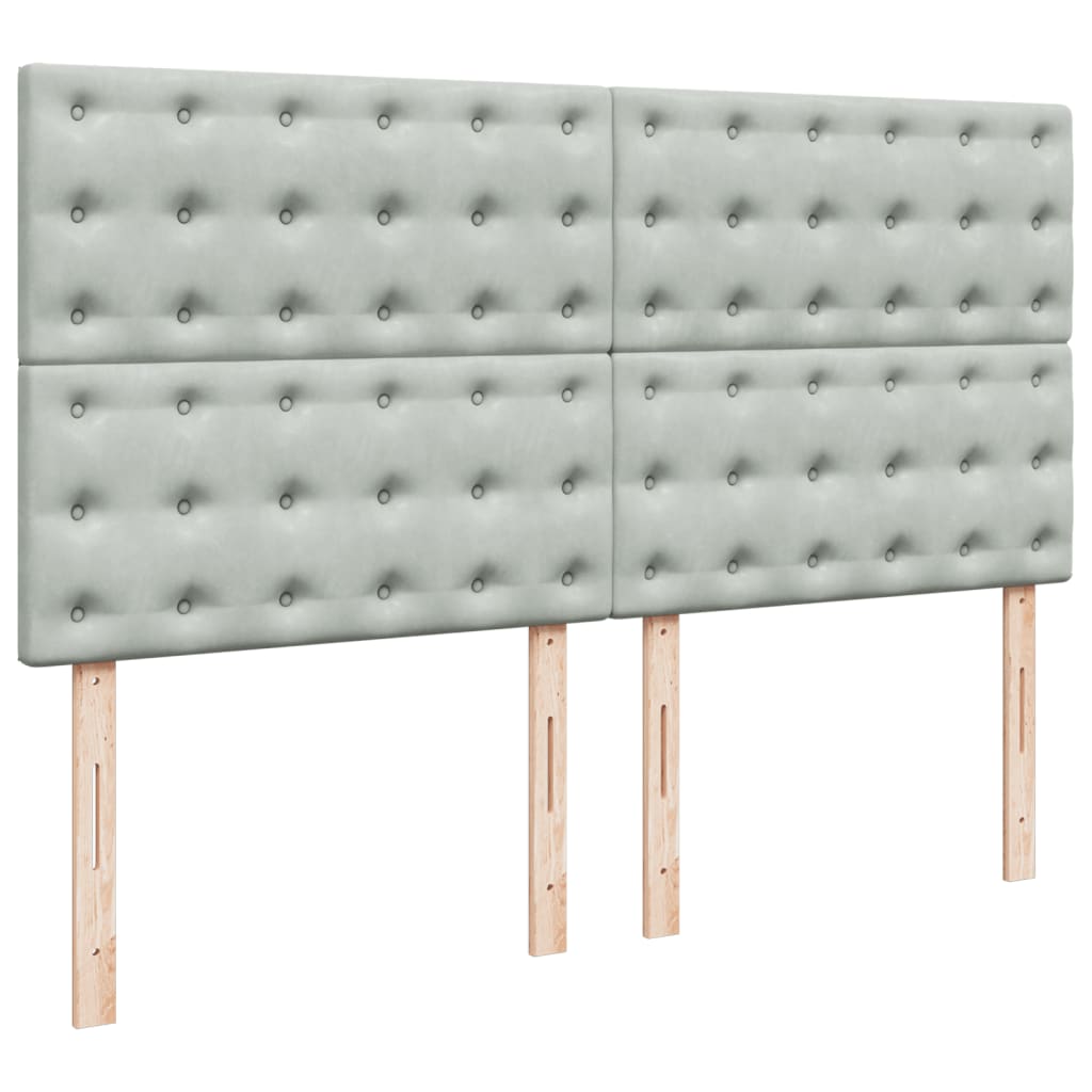 Boxspring met matras fluweel lichtgrijs 200x200 cm