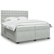Boxspring met matras 200x200 cm lichtgrijs fluweel