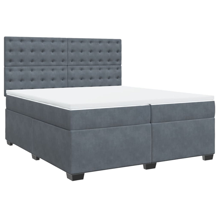 Boxspring met matras fluweel donkergrijs 200x200 cm
