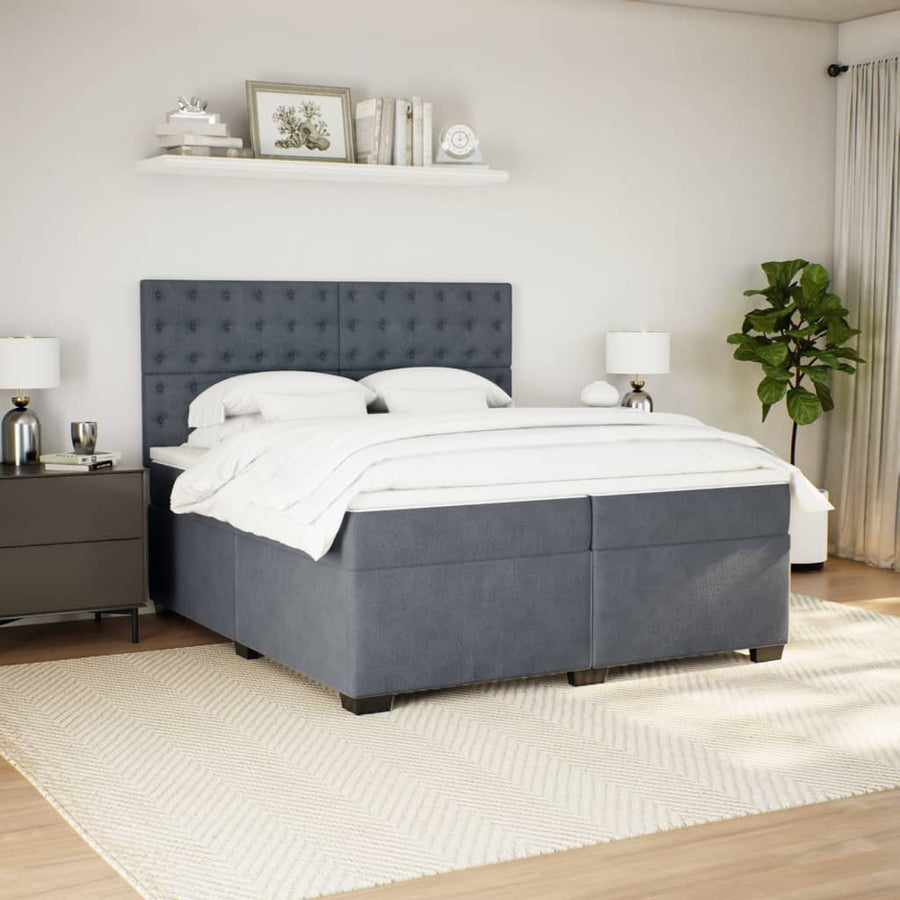 Boxspring met matras fluweel donkergrijs 200x200 cm