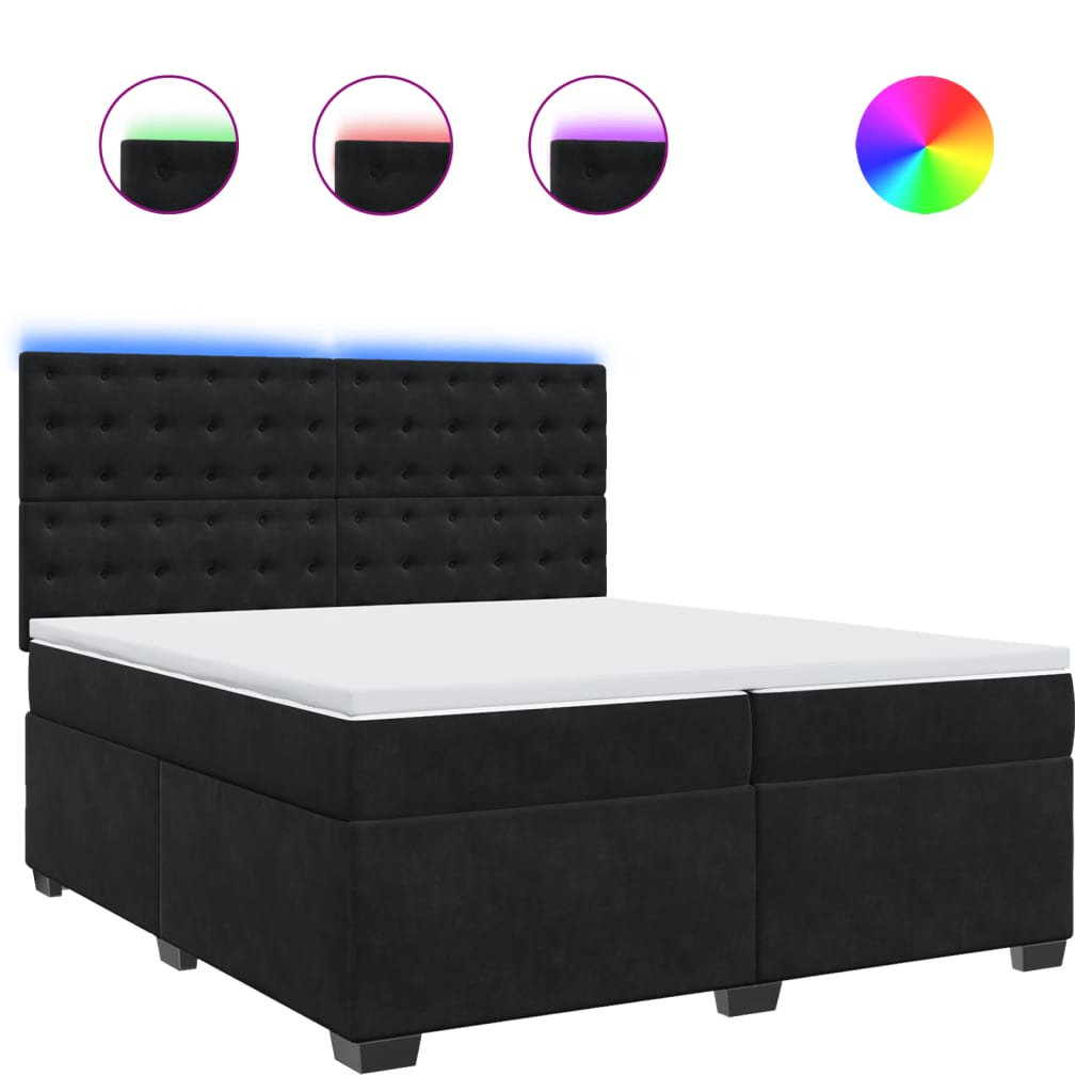 Boxspring met matras fluweel zwart 200x200 cm