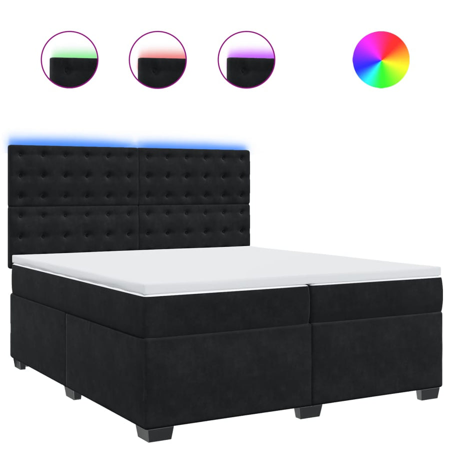Boxspring met matras fluweel zwart 200x200 cm
