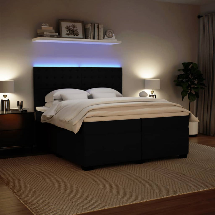 Boxspring met matras fluweel zwart 200x200 cm