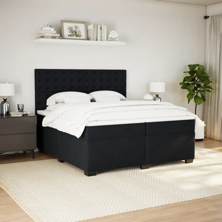 Boxspring met matras fluweel zwart 200x200 cm