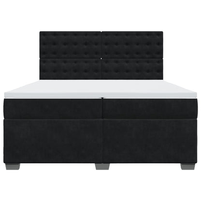 Boxspring met matras fluweel zwart 200x200 cm