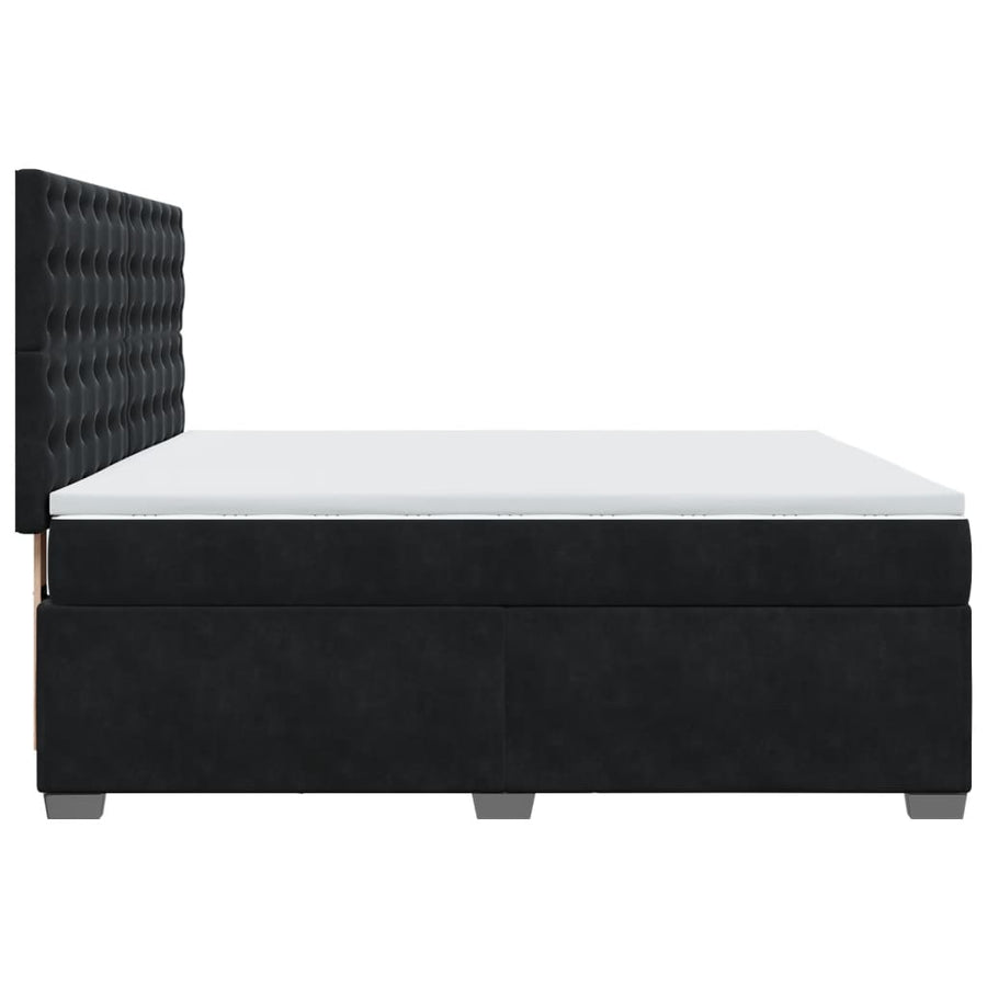Boxspring met matras fluweel zwart 200x200 cm