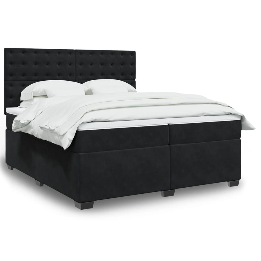 Boxspring met matras fluweel zwart 200x200 cm