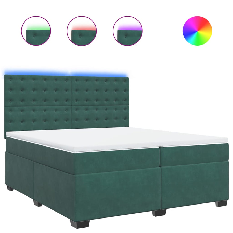 Boxspring met matras fluweel donkergroen 200x200 cm