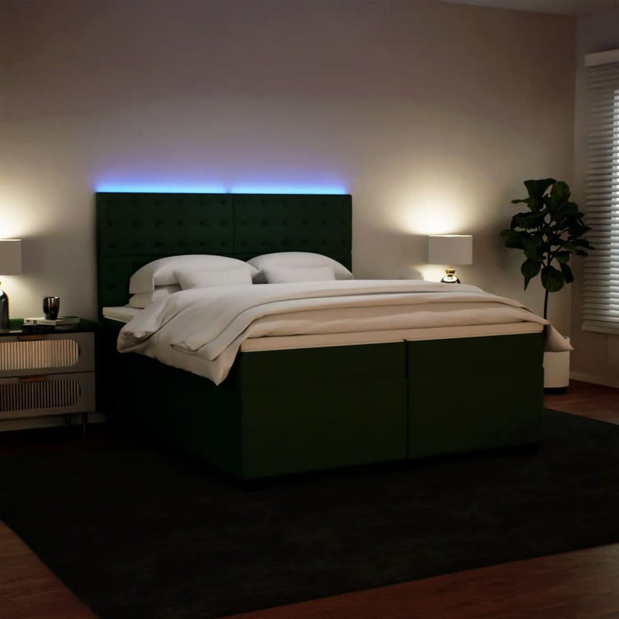 Boxspring met matras fluweel donkergroen 200x200 cm