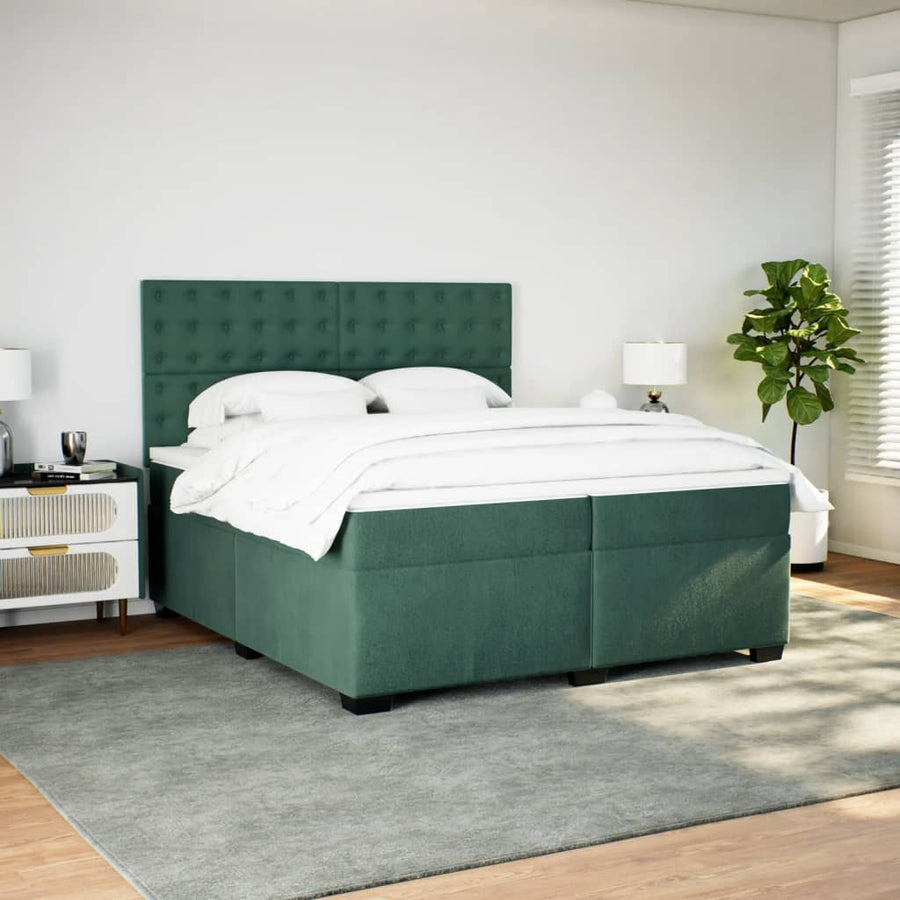 Boxspring met matras fluweel donkergroen 200x200 cm