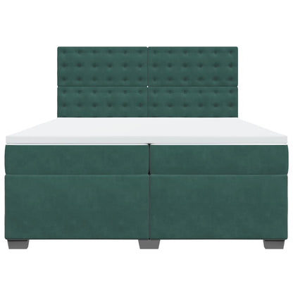 Boxspring met matras fluweel donkergroen 200x200 cm