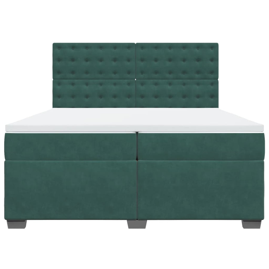 Boxspring met matras fluweel donkergroen 200x200 cm