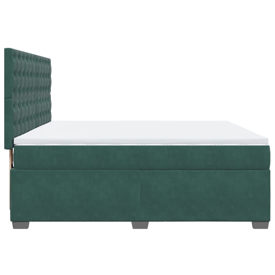 Boxspring met matras fluweel donkergroen 200x200 cm
