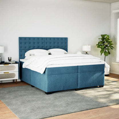 Boxspring met matras fluweel blauw 200x200 cm