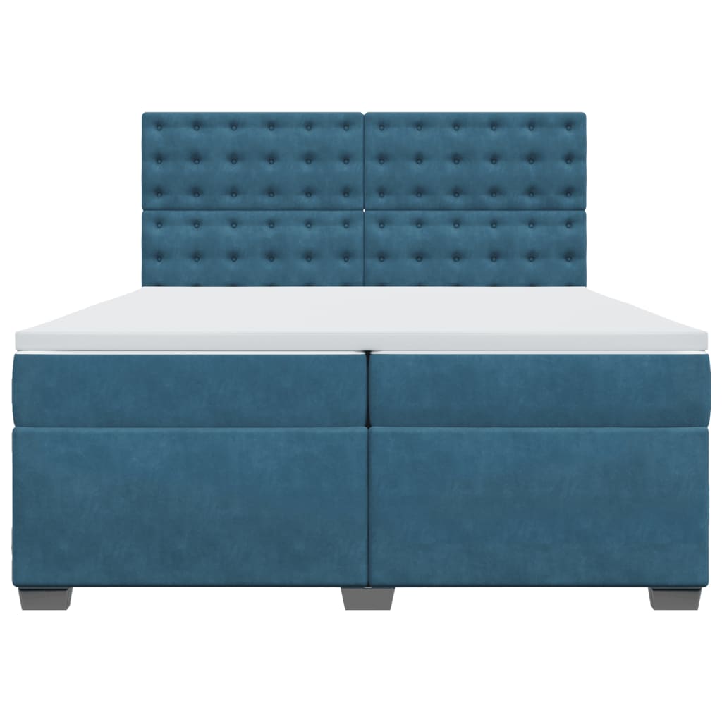 Boxspring met matras fluweel blauw 200x200 cm