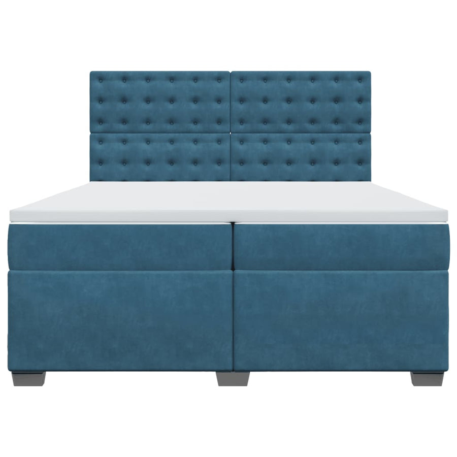 Boxspring met matras fluweel blauw 200x200 cm