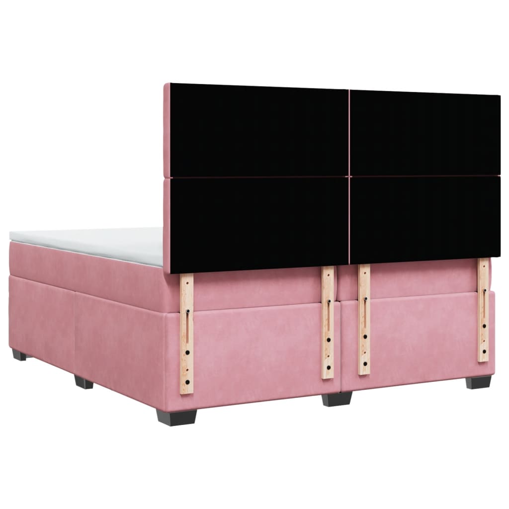 Boxspring met matras fluweel roze 200x200 cm