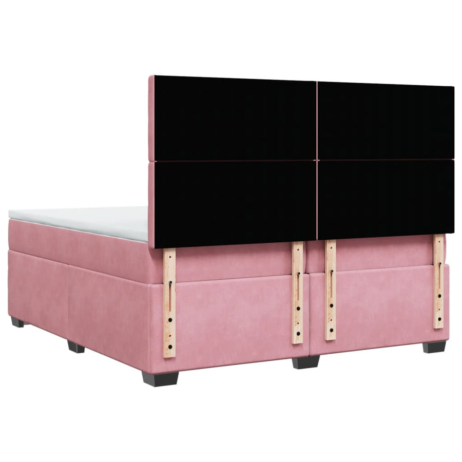 Boxspring met matras fluweel roze 200x200 cm