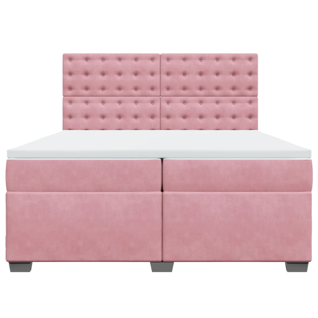 Boxspring met matras fluweel roze 200x200 cm