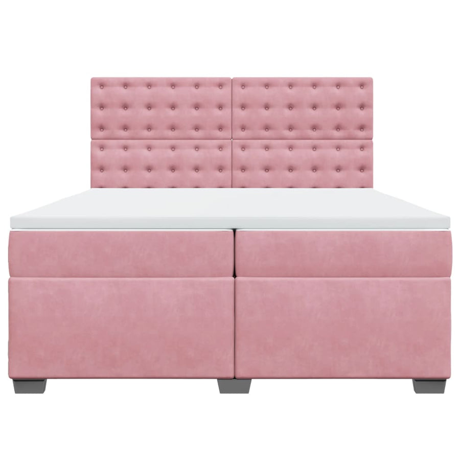 Boxspring met matras fluweel roze 200x200 cm