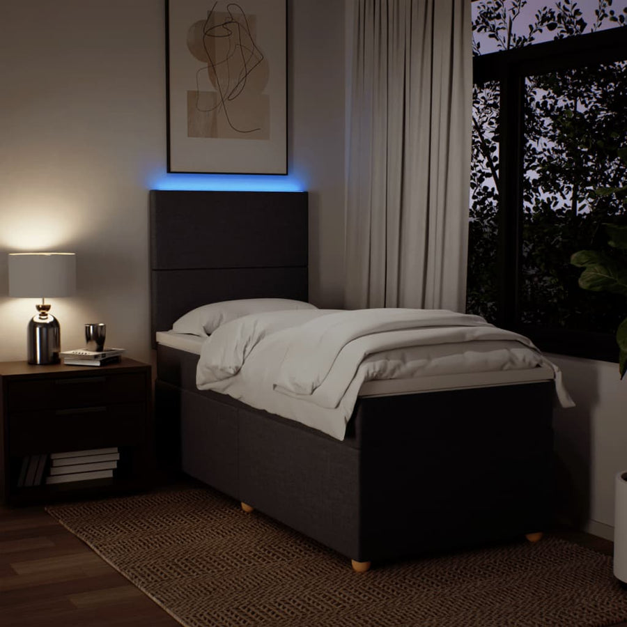 Boxspring met matras stof donkerbruin 80x200 cm