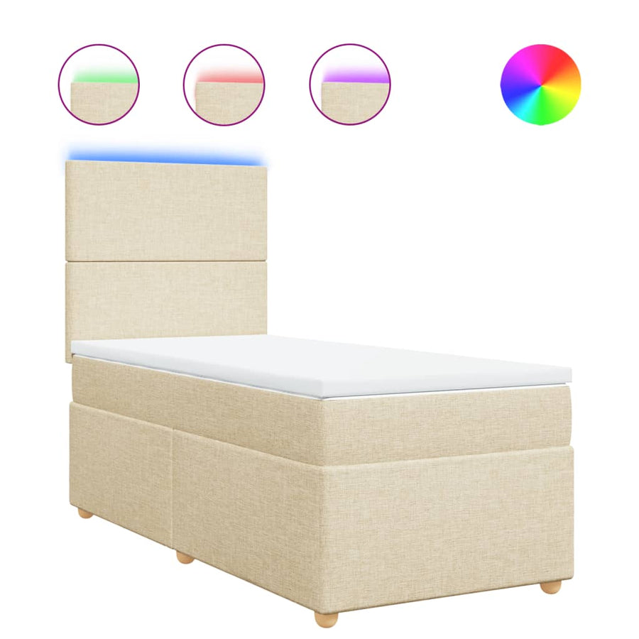 Boxspring met matras stof crèmekleurig 80x200 cm