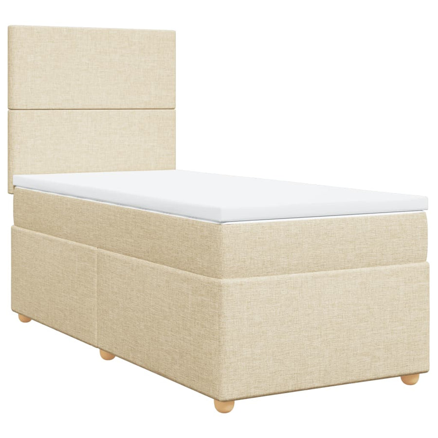 Boxspring met matras stof crèmekleurig 80x200 cm