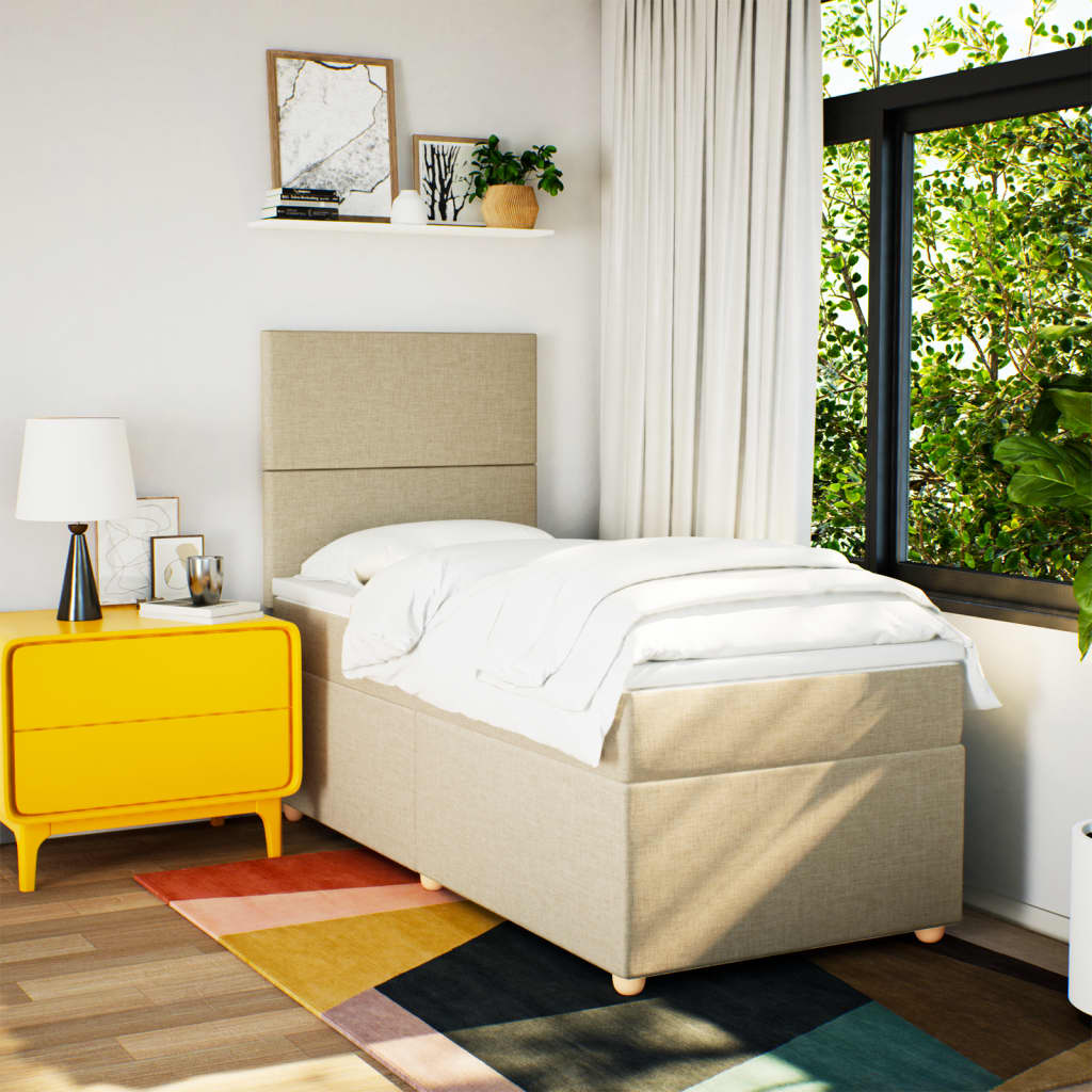 Boxspring met matras stof crèmekleurig 80x200 cm