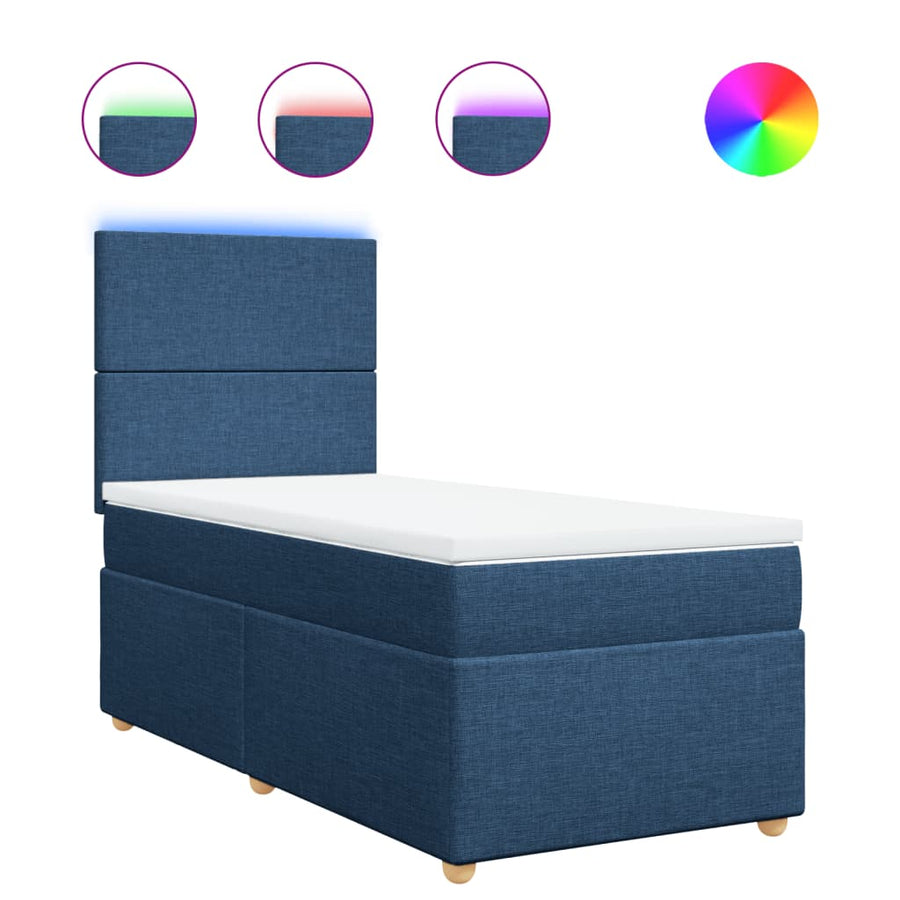 Boxspring met matras stof blauw 80x200 cm