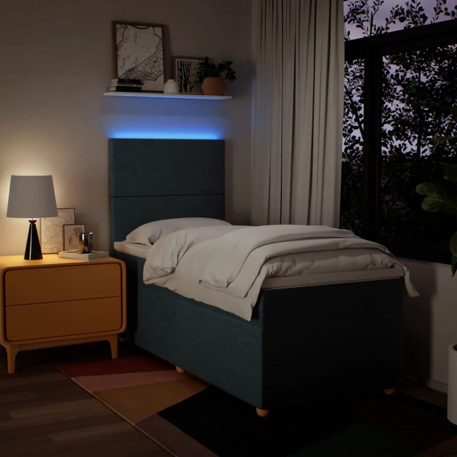 Boxspring met matras stof blauw 80x200 cm