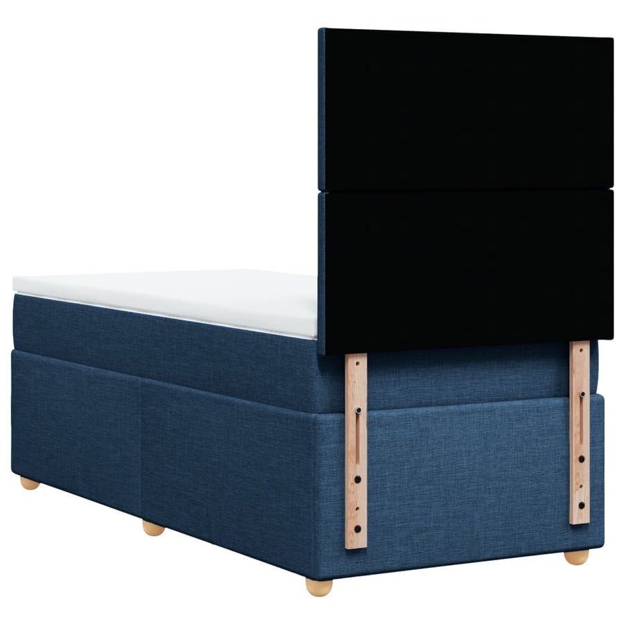 Boxspring met matras stof blauw 80x200 cm