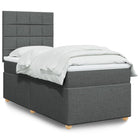 Box spring with dark grey fabric mattress 80x200 cm
