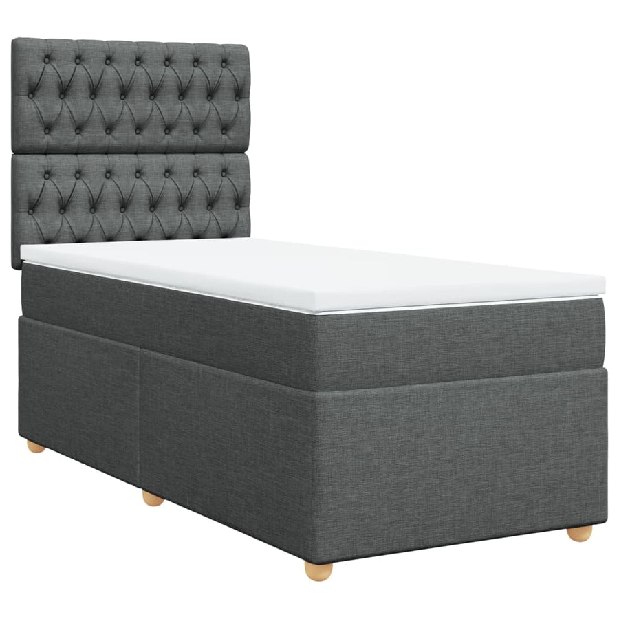 Boxspring met matras stof donkergrijs 80x200 cm