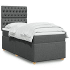 Box spring with dark grey fabric mattress 80x200 cm