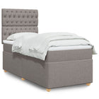 Box spring with fabric mattress taupe 80x200 cm