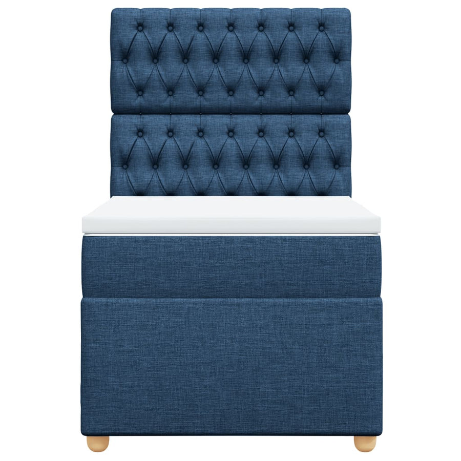 Boxspring met matras stof blauw 80x200 cm