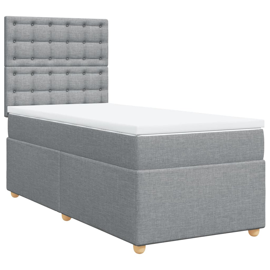 Boxspring met matras stof lichtgrijs 80x200 cm