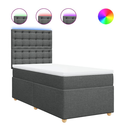 Boxspring met matras stof donkergrijs 80x200 cm
