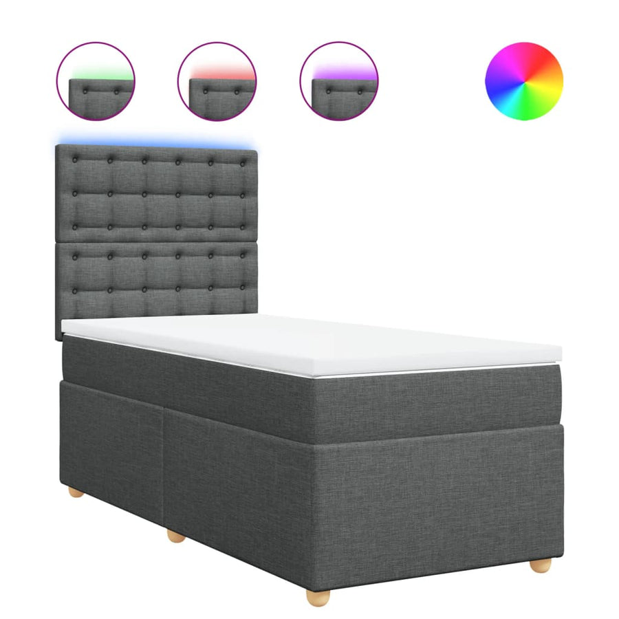 Boxspring met matras stof donkergrijs 80x200 cm