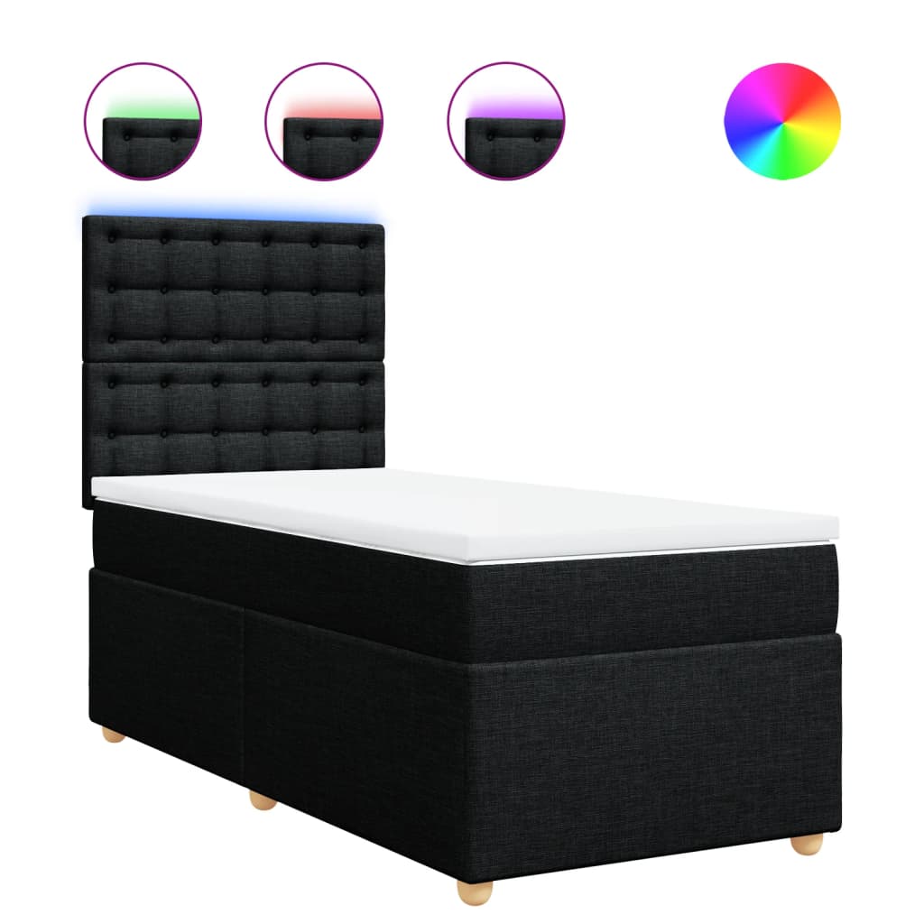Boxspring met matras stof zwart 80x200 cm