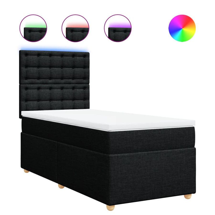 Boxspring met matras stof zwart 80x200 cm