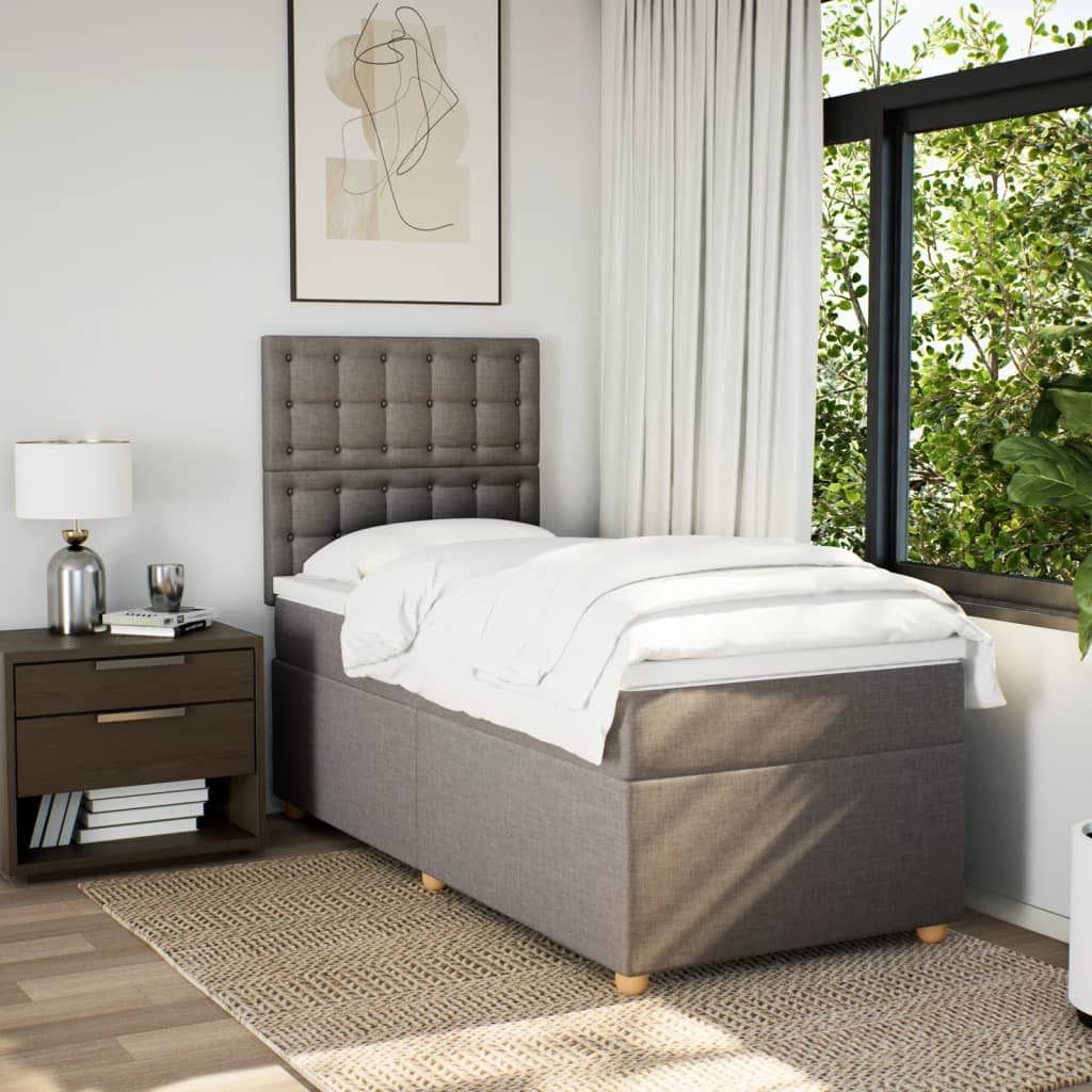 Boxspring Met Matras Stof 80 x 200 cm Taupe