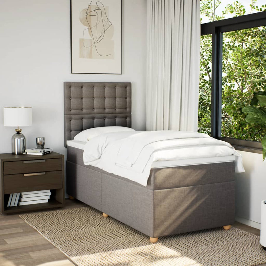 Boxspring Met Matras Stof 80 x 200 cm Taupe