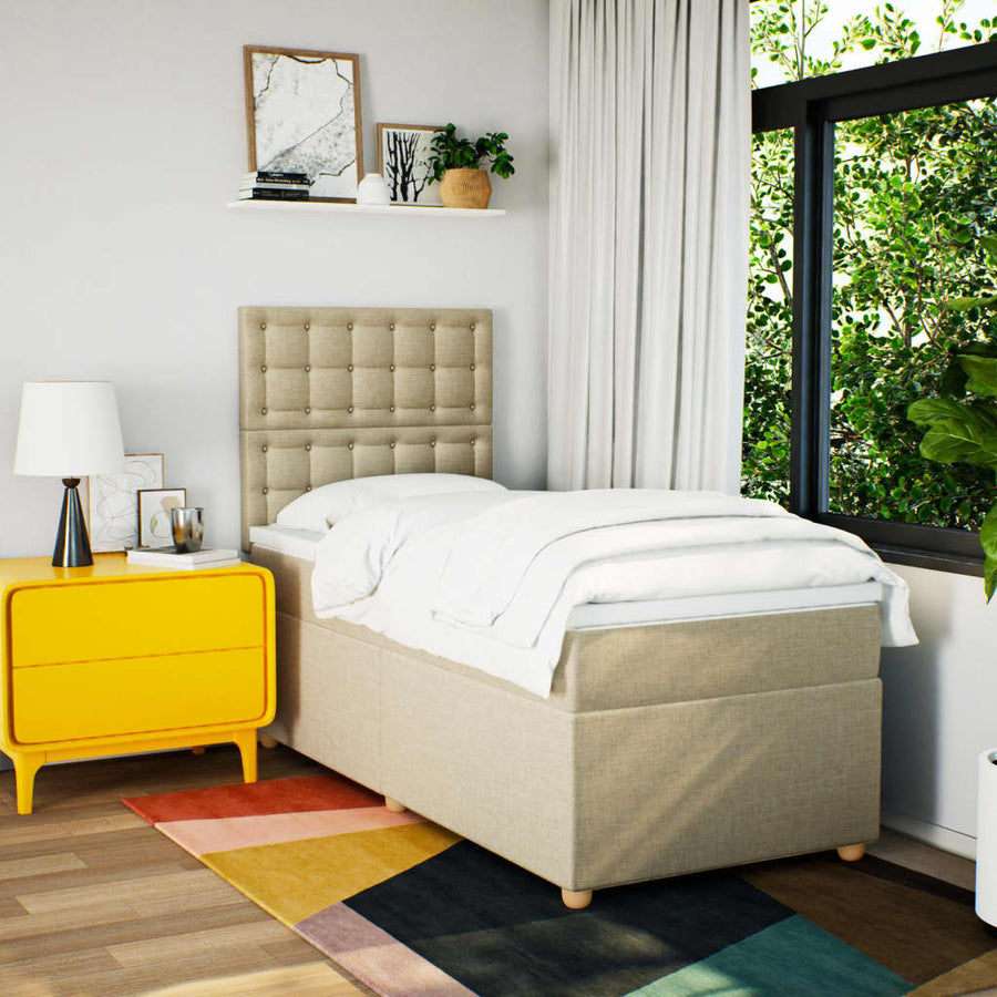 Boxspring met matras stof crèmekleurig 80x200 cm