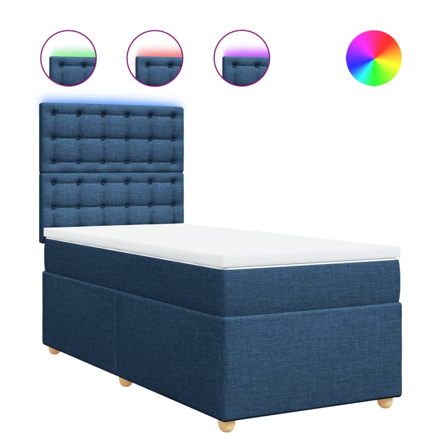 Boxspring met matras stof blauw 80x200 cm