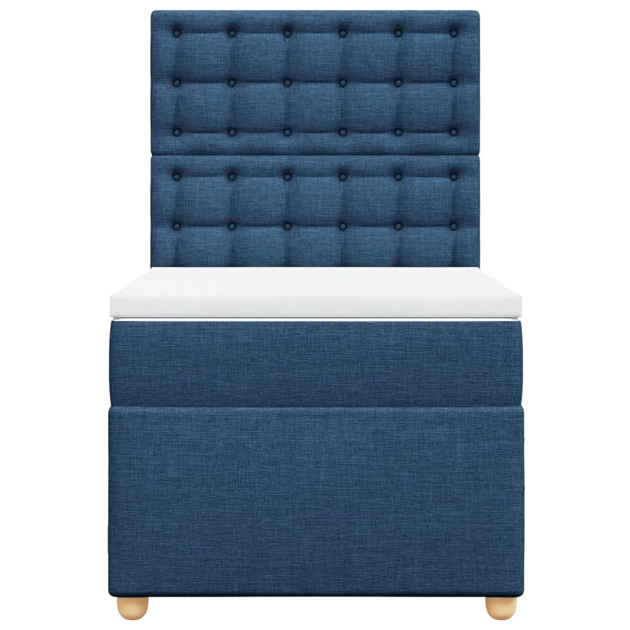 Boxspring met matras stof blauw 80x200 cm