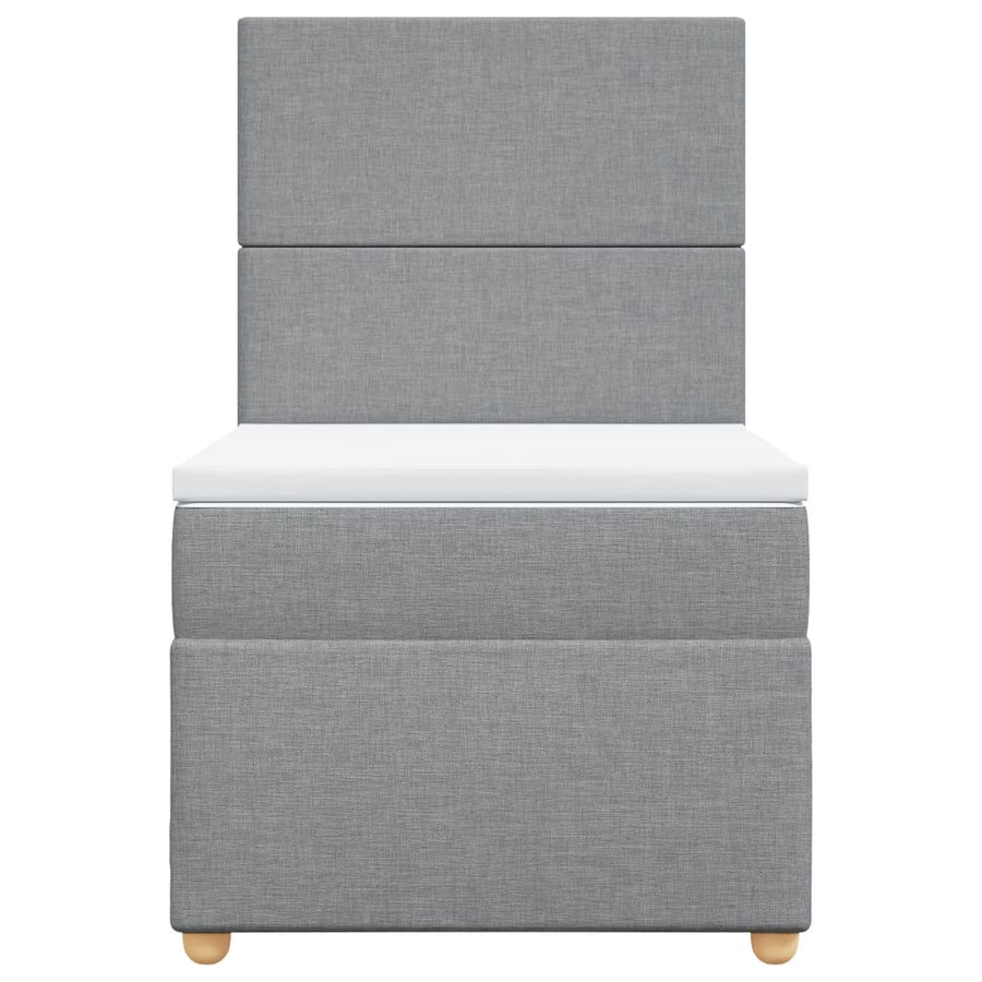 Boxspring met matras stof lichtgrijs 90x190 cm
